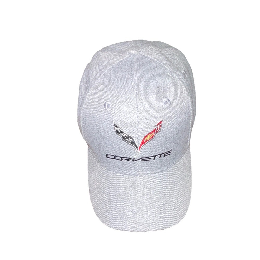 Corvette Open Road  Hat Cap Strap Back Gray One Size Adjustable Embroidered